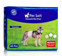 Pet Soft Couche Chien Male, Lot de 48 Couches jetables pour Chien Mâle Taille M avec Indicateur d'humidité et Anti-Fuite, Super Absorbantes Couche pour Chien Male Incontinent