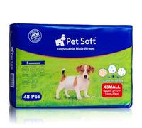 Pet Soft Couche Chien Male, Lot de 48 Couches jetables pour Chien Mâle Taille XS avec Indicateur d'humidité et Anti-Fuite, Super Absorbantes Couche pour Chien Male Incontinent