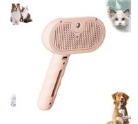 Pet Spray Hair Removal Comb, Spray Grooming Brush Massage Com, Self-Cleaning Pet Grooming Brush for Cats and Dogs, Pet Hair Removal Tool for Removing Tangled and Loose Hair (Pink)