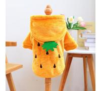 Pet Spring Bright Clothing Source Factory Automne et Hiver Chaud Cartoon Flanelle Série Transformation à deux pattes (ananas court en flanelle, M)