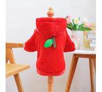 Pet Spring Bright Clothing Source Factory Automne et Hiver Flanelle de dessin animé chaud Série Transformation à deux jambes (flanelle courte - Pomme rouge, M)