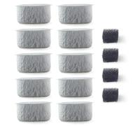 PET STANDARD Lot de 10 filtres à eau de rechange et 4 éponges de pré-filtre de rechange compatibles avec WOPET® 1,899,4 g/2L et 3,35 g/3,5 L fontaine automatique pour animaux W300, W300B, W500