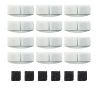 PET STANDARD Lot de 12 filtres à eau de rechange et 6 éponges pré-filtres compatibles avec les fontaines automatiques VEKEN® 3 L