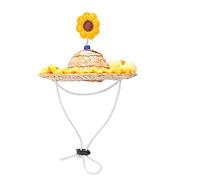 Pet Straw Hat | Adjustable Sun Protection for Dogs & Cats | Handwoven Breathable Cap | Summer Outdoor/Photo Prop/Fashion Accessory (M)