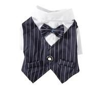 Pet Suit with Bow Decor Striped | Breathable Dog Cat Wedding Shirt | Stylish Spring Summer Outfit for Special Occasions | Easy on/Off (XL)