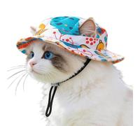Pet Sun Hat (S/M/L) - Breathable Dome Cat Hat With Ear Holes | UV Protection Round-Brim Dog Beach Hàt For Small Dogs Puppies - Perfect For Outdoor Travel Summer, Party Sports Photography Camping, Adju
