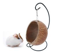 Pet Swing Shell Nest - Parfait pour hamster en noix de coco - Lit de hamster unique en noix de coco - Lit confortable pour hamster en noix de coco avec coussin chaud - Cachette pour hamster R