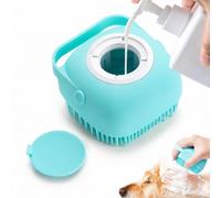 Pet Toilettage Brosse de Douche avec Distributeur de Savon, Massage Silicone pour Chiens Chats (Bleu)