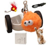 Pet Toy For Indoor Cats - ABS Silicone, 3.07 Inches Rechargeable Automatic Moving Teaser Toy | Obstacle Avoidance Interactive Cat Racing Car For Small Medium Large Breeds, Living Room, Yard, Backyard,