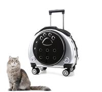 Pet Trolley Backpack,Durable Pet Carrier on Wheels,Transparent & Breathable Cat Backpack Carrier with Ventilation Holes,Removable Wheels,Rolling Pet Carrier Backpack with Removable Mat(Silver)