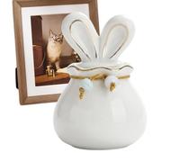 Pet Urn - 150ml Ceramic Bunny Ear Memorial Keepsake, Dog Ashes Urn