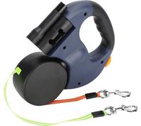 Pet Walking Plomb Automatiquement extensible câble de traction flexible pour chien-chat Double -Head -Hand avec LED LightDark Grey