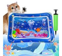 Pet Water Bed for Dogs, Cooling Mat for Dogs/Cat, Water Sensory Playmat with Fish for Pet Play, Thickened Inflatable Pet Cat WaterBed Cushion with Inflatable Tube (D, Suqare)