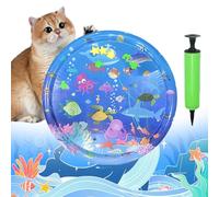 Pet Water Bed for Dogs, Cooling Mat for Dogs/Cat, Water Sensory Playmat with Fish for Pet Play, Thickened Inflatable Pet Cat WaterBed Cushion with Inflatable Tube (G, Round)