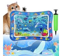 Pet Water Bed for Dogs, Cooling Mat for Dogs/Cat, Water Sensory Playmat with Fish for Pet Play, Thickened Inflatable Pet Cat WaterBed Cushion with Inflatable Tube (B, Suqare)