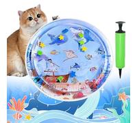 Pet Water Bed for Dogs, Cooling Mat for Dogs/Cat, Water Sensory Playmat with Fish for Pet Play, Thickened Inflatable Pet Cat WaterBed Cushion with Inflatable Tube (F, Round)