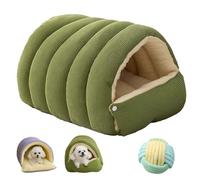 Pet Winter Cave, Warmth Cozy Comfort Plush Pet Cave, Cozy Monster Cat Bed, Removable Washable for Cats and Small Dogs (Green,L)