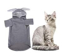 Pet Winter Clothes | Rabbit Ear Hooded Design for Cats & Small Dogs | Keep Warm Cute Costume for Autumn/Winter/Holidays | 5 Sizes, 2 Colors (XS)