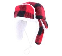 Pet Winter Hat, Warm Beanie for Pets, Ajustable Red Plaid Dog Hats, Cat Christmas Beanie, Red Plaid Dog Beanie, Pet Headwear for Cold Weather, Cozy Dog Costume Accessories for Winter
