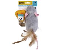 Pet Zone Lot de 2 jouets en peluche Jumbo pour chat à l'herbe à chat et au | Duo surdimensionné avec de vrais effets sonores de souris qui stimulent les instincts naturels de chasse