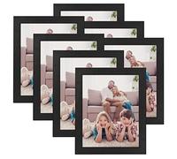 PETAFLOP Cadre 20x25 cm Noir Lot de 7, Cadre Photo Mural en MDF avec Verre Véritable pour Chambre, Salon, Bureau et Galerie