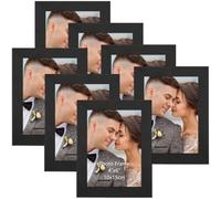 PETAFLOP Cadre Photo 10x15 cm Noir Lot de 7, Cadre Photo Mural en MDF pour Chambre, Salon, Bureau et Galerie