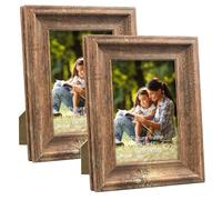 PETAFLOP Cadre Photo 10x15, Lot de 2 Cadres en Bois Rustiques et Marrons