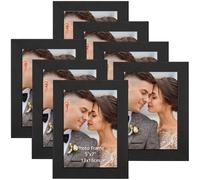 PETAFLOP Cadre Photo 13x18 cm Noir Lot de 7, Cadre Photo Mural en MDF avec Verre Véritable pour Chambre, Salon, Bureau et Galerie