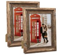 PETAFLOP Cadre Photo 15x20, Lot de 2 Cadres en Bois Rustiques et Marrons