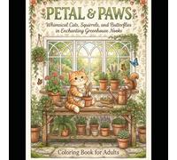 Petal & Paws A Garden Cottage Coloring Book: Whimsical Cats Squirrels and Butterflies in Enchanting Greenhouse Nooks