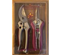 Petal Power Premier Ensemble de sécateurs de jardinage pour femme - 17,8 cm - Sécateur à lame franche et tondeuse pour femme - Cadeau de jardinage parfait pour les femmes (violet)