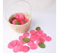 Pétale de fleur avec feuille - 5X4.6cm - fushia - paquet de 100