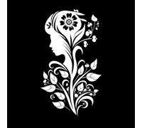 pétale propre beauté dessiné à la main femmes emblème fantaisiste féminin éclat icône Peintures murales et stickers muraux en vinyle 34x59.3cm Ne se décolle pas Blanc