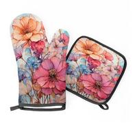 Pétale Rouge Oven Gloves & Pot Holders Lot De 2 Non-Slip Microwave Hand Glove Heat Resistant Oven Mitts and Pot Holders pour Cakes Pizza Microwave