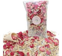 PETALES BOHEME - 1 Litre Confettis Mariage Petales de Rose rouge, Jasmin, Lavande de Provence, Fleurs séchées en Vrac, Décoration Champêtre - Petales a Jeter Mariage - France (Pastel)
