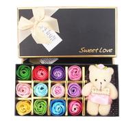 Pétales de de bain, barre de savon de bain parfumée Pétales de fleurs de | Coffret cadeau avec ours,Coffret cadeau de barre de savon en forme de, cadeau romantique e