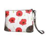 Pétales Rouges,Sacs à Main en Cuir PU pour Femmes, Pochette à Fermeture éclair, Portefeuille, Sac à Main avec dragonne