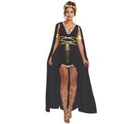 Petalum Déguisement Déesse Grecque avec Cape Femme Ensemble 4 PCS Costume Carnaval Robe Antiquité Romaine Drapé Cosplay Princesse Noblesse Antique Jeu de Rôle