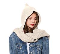 Petalum Écharpe Chapeau Femme Hiver Bonnet Cache-cou 2 en 1 Oreillette à Capuche Chaud Thermique Coupe-Vent Long Tricoté Capuchon Double Usage Parent-Enfant Women Scarf Hat Doux