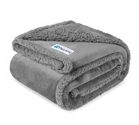 PetAmi Couverture imperméable pour Chiens de Taille Moyenne et Grande Taille - Protection de canapé en Polaire Sherpa - Réversible - en Peluche Douce - Lavable - 60 x 40 cm - Gris Clair