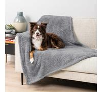PetAmi Couverture pelucheuse imperméable pour chiens de taille moyenne et grande taille, douce et chaude, en sherpa anti-pipi, lit réversible pour chat, coussin lavable en peluche (gris clair, 101,6 x