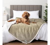PetAmi Couverture pour Chien Impermeable Et Etanche en Polaire Sherpa Reversible - Couverture De Protection Douce pour Cage, Chenil, Sofa - Taille XL 228,6 x 228,6 Cm - Couleur Taupe