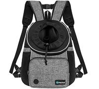 PetAmi Sac à Dos Porte-Poitrine réglable pour Chat et Chien, ventilé pour la randonnée et Le Camping, Max. 6,8 kg, Gris