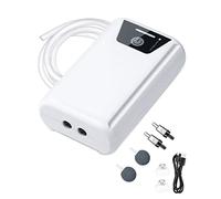 Petbank Pompe à air portable rechargeable USB pour aquarium, deux sorties et pierres à air, batterie 2600 mAh, silencieuse pour seau d'appât, pêche