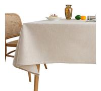 PETBNA Nappe Rectangulaire Coton Lin,pour Salle à Manger, Exterieur, Picnic, Anniversaire, Noel Beige 120 * 170 cm