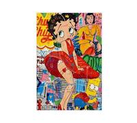 Petbon Betty Boop Graffiti Art Banksy 3D Street Pop Art Poster sur toile 30,5 x 45,7 cm encadré ou non encadré pour chambre à coucher, bureau à domicile, salon, salle à manger
