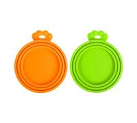 PetBonus Couvercles en Silicone Sans BPA pour Boîtes de Nourriture pour Animaux, Lot de 2 Pièces Universel, 1 Couvercle Idéalement pour 3 Tailles Standard de Conserves (orange,vert)