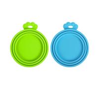 PetBonus Couvercles en Silicone Sans BPA pour Boîtes de Nourriture pour Animaux, Lot de 2 Pièces Universel, 1 Couvercle Idéalement pour 3 Tailles Standard de Conserves (bleu, vert)