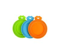 PetBonus Couvercles en Silicone Sans BPA pour Boîtes de Nourriture pour Animaux, Lot de 3 Pièces Universel, 1 Couvercle Idéalement pour 3 Tailles Standard de Conserves (bleu,vert,orange)