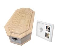petbye Cercueil pour Animaux en Bois - Finition Naturelle, octogonal - Taille L pour Animaux de Compagnie - avec kit d’Empreinte pour Pattes - Cercueil de qualité avec Fermeture métallique